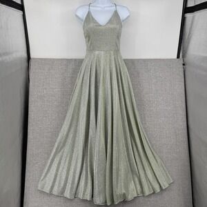 Windsor Dress Womens Sz S Green Fit & Flare Fairy Ethereal V-Neck Strappy Maxi